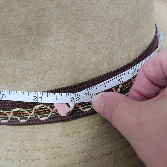 Vintage YA Velveteen Western Cowboy Hat Small Tan With Band Missing Tag See Pics - Picture 4 of 9